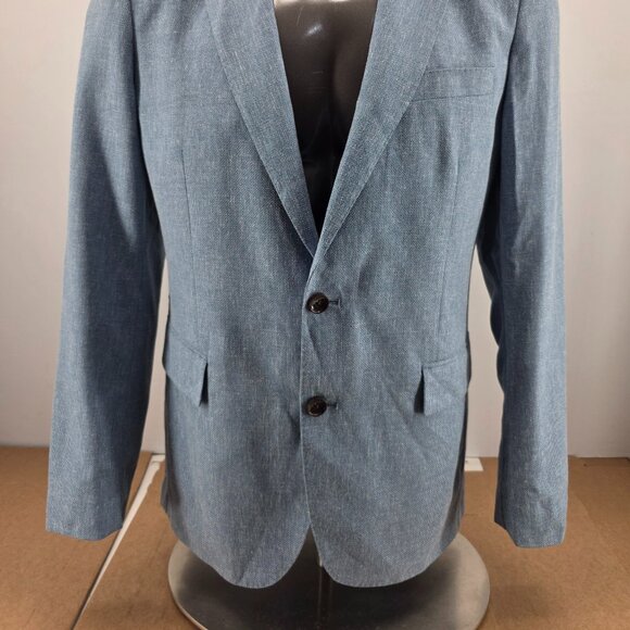 J.Crew Mens $398 Slim-fit Thompson linen Blend Blue suit jacket Size 42R BH230 - Picture 13 of 14